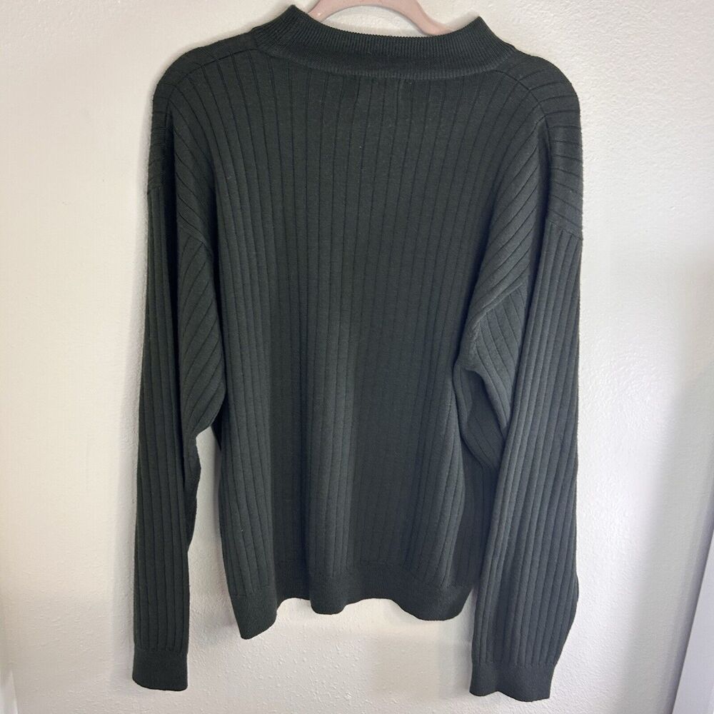 Cezani Sweater Adult M Green Mock Neck‎ 100% Extra Fine Merino Wool PullOver Top